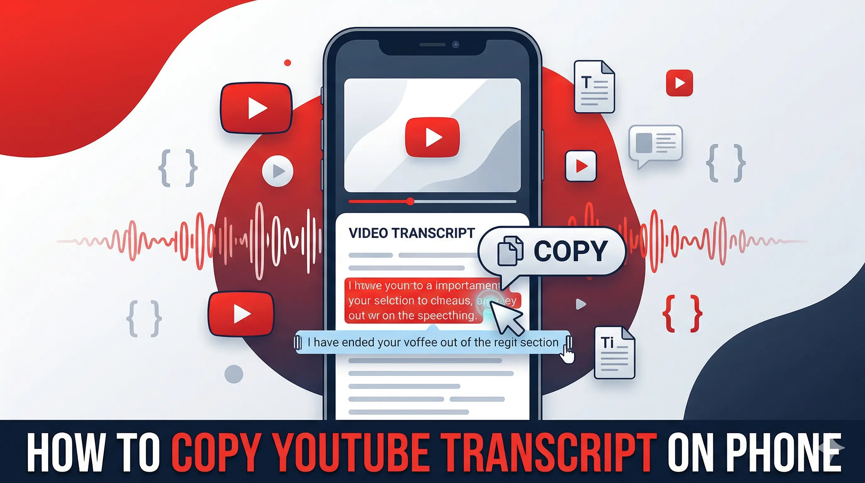 How to copy YouTube transcript on phone